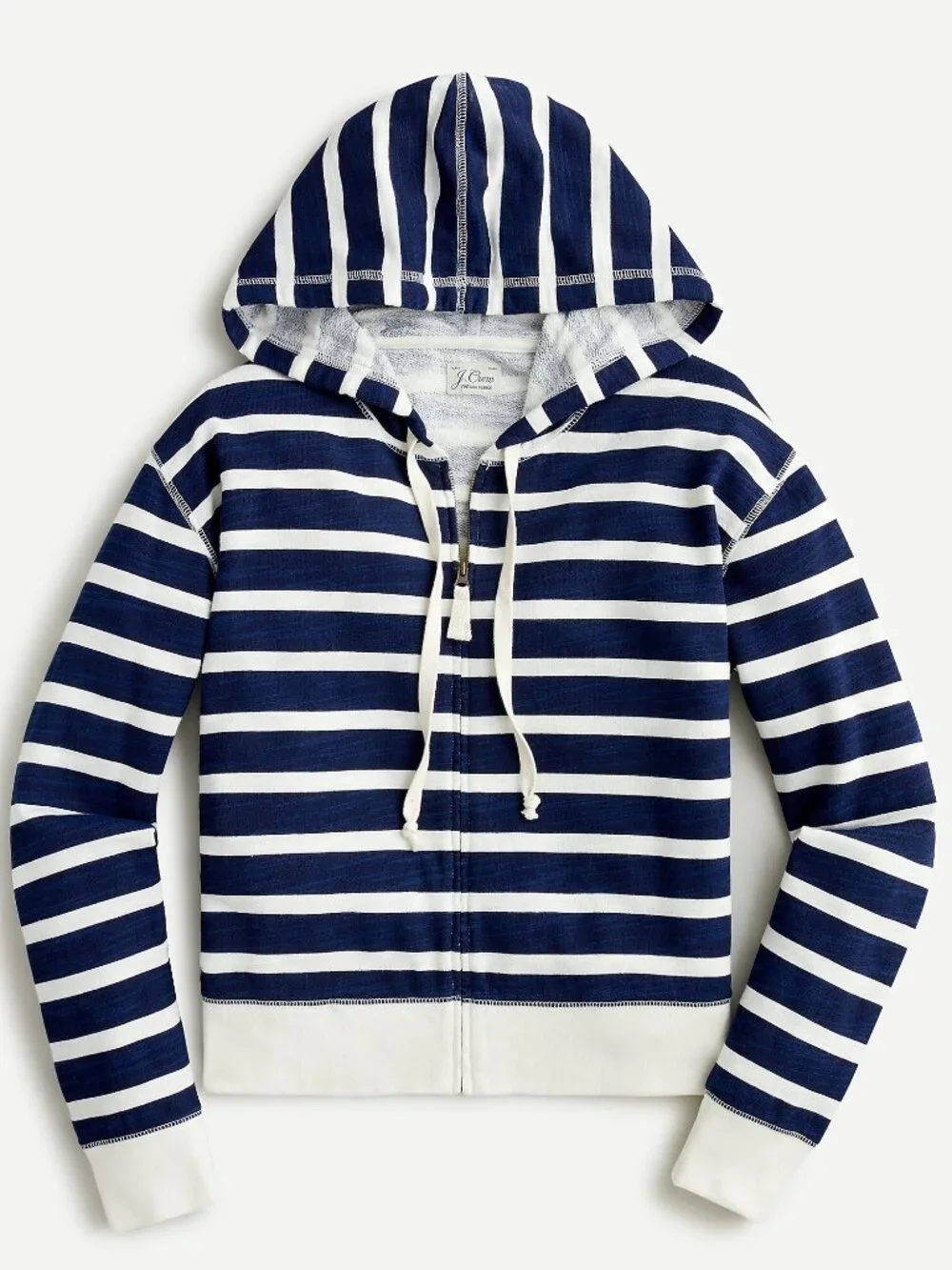 NWT J.Crew Vintage cotton terry cropped hoodie in stripe Item AU079